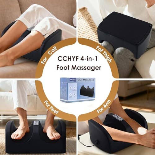 CCHYF Foot Massager with Heat, Electric Foot and Calf Massager with Roller, Deep Tissue Massage for Plantar Fasciitis, Neuropathy & Pain Relief, Gifts for Women & Men(Black)
