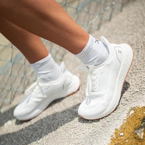 Flux Footwear Men’s and Women’s Adapt Runner Wide Toe-Box Natural Movement Shoes with Breathable Knit Upper & UltraFlex Midsole Lightweight Shoes for Running, Walking & Everyday Wear - White/Gum