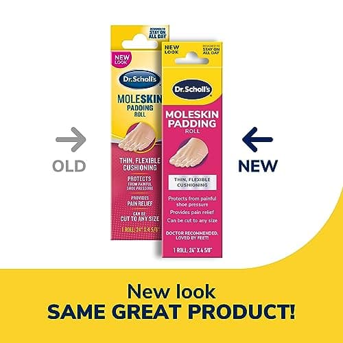 Dr. Scholl's Moleskin Padding ROLL, 1 roll // Thin, Flexible Cushioning & Pain Relief - Cut to Any Size - Doctor Recommended - 24 Inches X 4 5/8 Inches