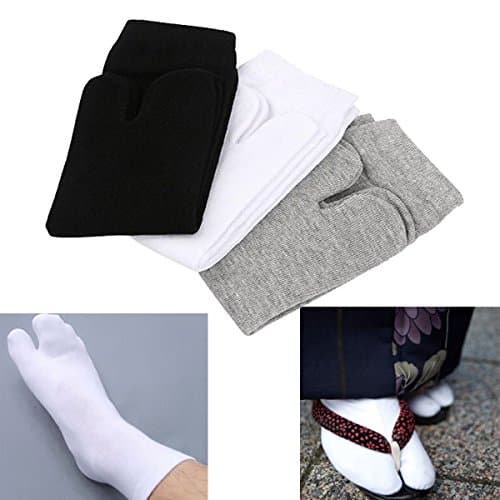 traderplus 3 Pairs V-Shape Splited Toe Tabi Socks,Flip Flop Tabi Socks