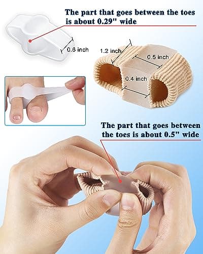 PGRODE 4Pcs Toe Separators for Bunion Correction, Big Toe Straightener Elasticity Hammer Bunion toe Corrector Spacers for Feet Women Men Correct, with 2 Loops (2 Nylon+2 Gel)