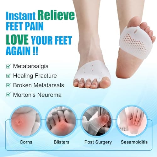 Metatarsal Pads for Women & Men - 4Pcs Gel Toe Separators Ball of Foot Cushions for Pain Relief, Metatarsalgia, Foot Pads for Walking, Standing, Running
