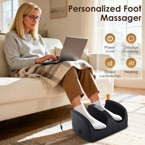 CCHYF Foot Massager with Heat, Electric Foot and Calf Massager with Roller, Deep Tissue Massage for Plantar Fasciitis, Neuropathy & Pain Relief, Gifts for Women & Men(Black)
