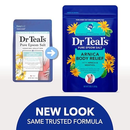 Dr Teal's Epsom Salt Magnesium Soak, Arnica Body Relief with Menthol, 3 lbs