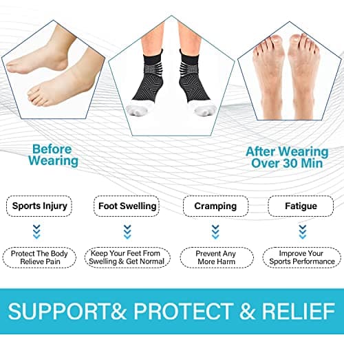 IRAMY Compression Ankle Support Running Socks Women Wicking 3 Pairs Quarter Athletic Cushioned Plantar Fasciitis Socks