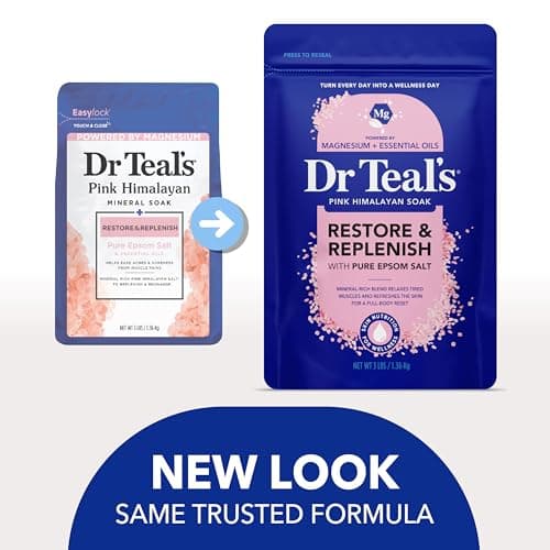 Dr Teal's Epsom Salt Magnesium Soak, Restore & Replenish with Pink Himalayan Salt, 3 lbs