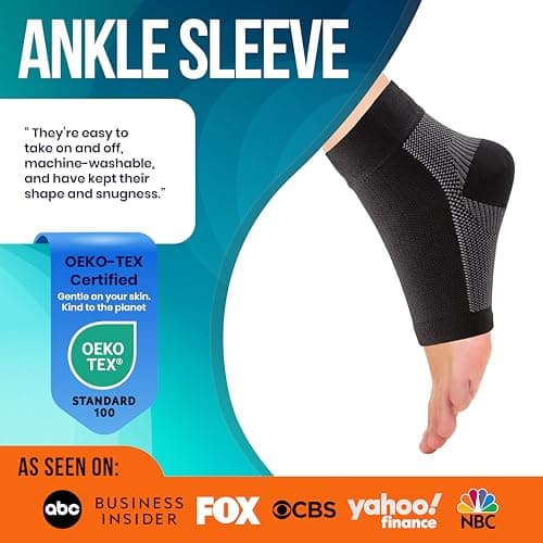Ankle Brace for Women & Men - Compression Socks 20-30mmHg, Achilles Tendonitis, Plantar Fasciitis Relief, Sprained Ankle, Heel Spurs, Foot Swelling & Fatigue, Arch Support (1 Pair)
