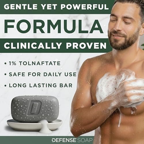 Defense Antifungal Bar Soap 2-Pack | Jock Itch, Ringworm, Athlete's Foot, Skin Fungus | Medicated Anti Fungal Treatment (Two Bars, No Case)