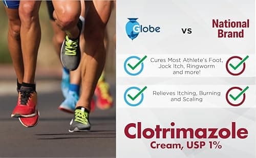 Globe 1% Topical Clotrimazole Solution 10ml Bottle (0.33 Fluid Ounce Liquid) for Athlete’s Foot, Jock Itch, Ringworm Fast-Acting Relief- Extra Strength Formula for Itching,Irritation & Skin Protection