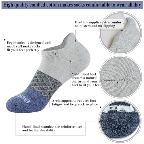 bataidis Women's Casual Ankle Socks Low Cut Athletic Socks 6 pairs (US, Alpha, Medium, Regular, Regular, Blue1)