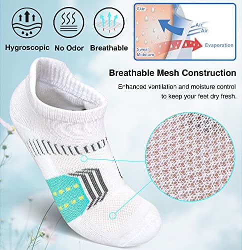 suaskk Womens Athletic Cushioned Anti-Blister Comfort Running Ankle Socks 5 Pairs