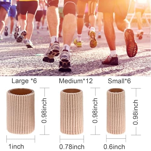 Blulu 24 Pieces Toe Tubes 0.98 Inches Cushion Tube Corn Pads for Toes Sleeves Soft Gel Protectors for Cushions Corns Blisters Calluses 3 Size(Skin Color,Assorted Sizes)
