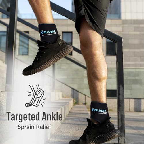 Coldest Foot Ankle Achilles Tendonitis Icing Pain Relief Ice Wrap with Cold Compression Gel Packs | Best for Achilles Tendon Injuries, Plantar Fasciitis, Heel and Sore Feet Cold Therapy