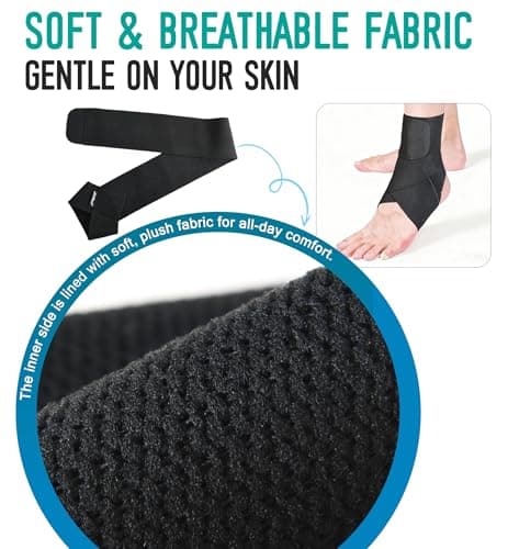 HiRui Ankle Support Brace for Men & Women, Adjustable Compression Strap for Sprains, Plantar Fasciitis, Achilles Tendonitis, Running, Workout, Sports – Fits Left & Right Foot (1, Black, Medium)