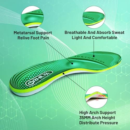 ORHILYA 220lbs+ High Arch Support Insert Plantar Fasciitis Relief Metatarsal Pain Orthotic Insole for Men & Women Standing All Day, Flat Feet Heel Comfort Work Boot Shoe Inserts,290MM Size 10