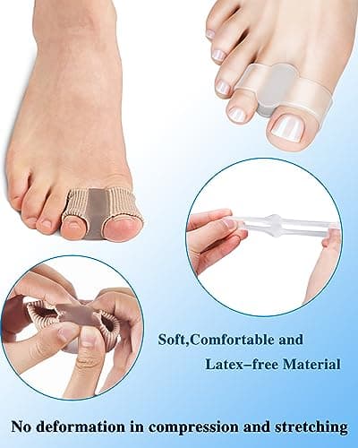 PGRODE 4Pcs Toe Separators for Bunion Correction, Big Toe Straightener Elasticity Hammer Bunion toe Corrector Spacers for Feet Women Men Correct, with 2 Loops (2 Nylon+2 Gel)