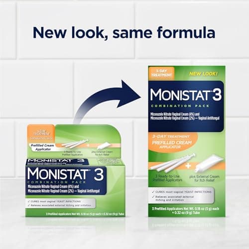 Monistat 3-Day Yeast Infection Treatment for Women, 3 Pre-Filled Miconazole Cream Applicators & External Itch Relief Anti-Itch Cream (9g Tube) Combo Pack, Regular Strength