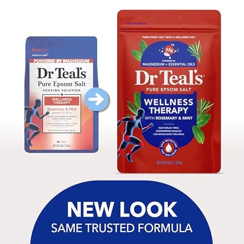 Dr Teal's Epsom Salt Magnesium Soak, Wellness Therapy with Rosemary & Mint, 3 lbs