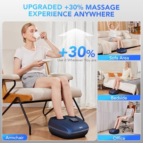 SKG YS100 Foot Massager with Heat and Remote, Upgrade Electric Feet Massager for Plantar Fasciitis Pain Relief, 3 Levels Compression Massage for Neuropathy Plantar Fasciitis, Up to Size 13