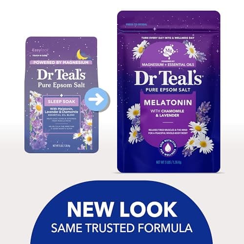 Dr Teal's Pure Epsom Salt, Melatonin Sleep Soak with Essential Oil Blend, 3 lb (Pack of 4)
