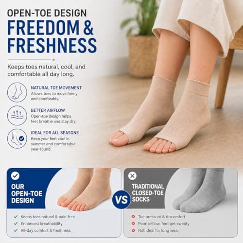 ACTINPUT 2 Pack Ankle Brace Compression Sleeve 8-15 mmHg Open Toe Сompression Socks Women&Men for Swelling,Plantar Fasciitis,Sprain Beige S/M