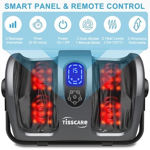 TISSCARE Shiatsu Foot Massager with Heat, FSA Eligible HSA Foot Massager for Plantar Fasciitis, Neuropathy, Circulation and Pain Relief, Massage Feet at Home/Office, Gift for Men and Women