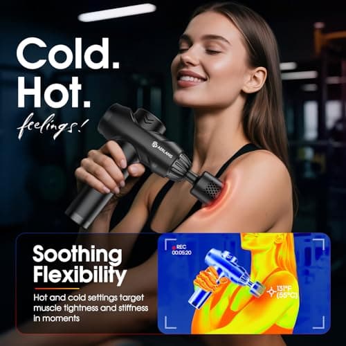 AERLANG Massage Gun with Heat and Cold,Deep Tissue Massage Gun, Back and Neck Massager for Pain Relief,Muscle Percussion Massager,Handheld Messager with 7Heads&Silent Birthday Gifts for him