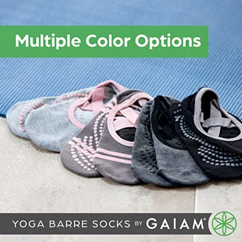 Gaiam Grippy Yoga Socks with Non-Slip Grip for Women – Barre, Pilates & Hot Yoga at Home for Added Balance and Stability | Single Pair, 2-Pack & 3-Pack