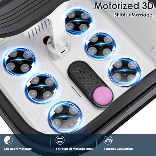 Ranjova Collapsible Foot Spa Electric Rotary Massage, Foot Bath with Heat, Bubble,Temp Control, and 24 Motorized Shiatsu Massage Balls, Pedicure Foot Spa Tub for Stress Relief (Black)