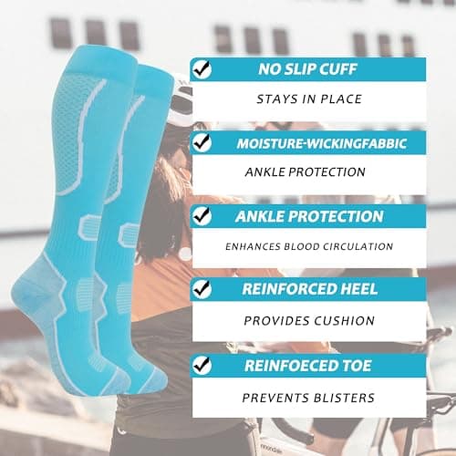 fenglaoda 6 Pairs Compression Socks for Women & Men Knee High Cute Circulation Socks for Nurse Pregnant Travel Athletic