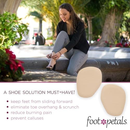 Foot Petals Ball of Foot Cushions, Metatarsal Pad, Lasting Comfort Relief, Prevent Toe Sliding, Overhang, Women's Heels, 1 Pair, Khaki
