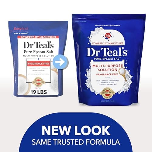 Dr Teal's Pure Epsom Salt Multipurpose Solution, Fragrance Free, Bulk Size - 19 lbs