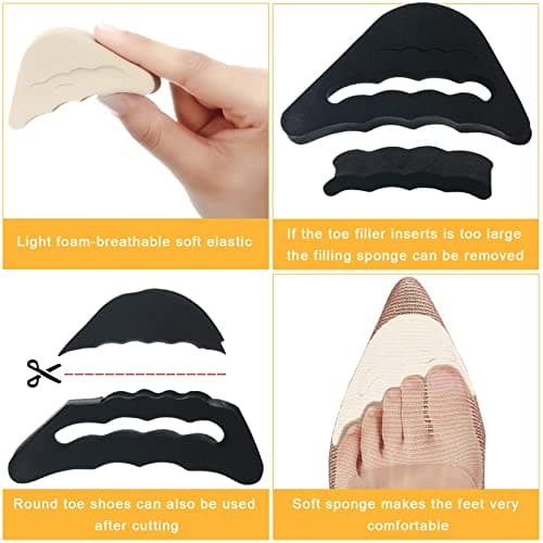 Geyoga 12 Pairs Shoe Filler for Too Big Shoes Women Heels Toe Inserts Loose Shoes Grips Adjustable Heel Liner Cushions Inserts Metatarsal Pads for Men Prevent Heel Pain Blisters(Elegant Style)