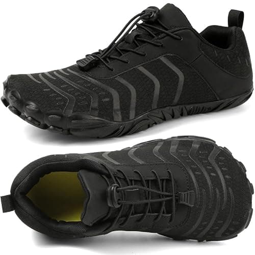 Barefoot Shoes Men Women Minimalist Shoes Zero Drop Workout Cross-Trainer Hiking Water Wide Toe Box Grounded Footwear Weightlifting Walking Black